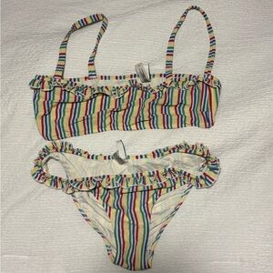 SOLID & STRIPED Multicolor Ruffle Bikini